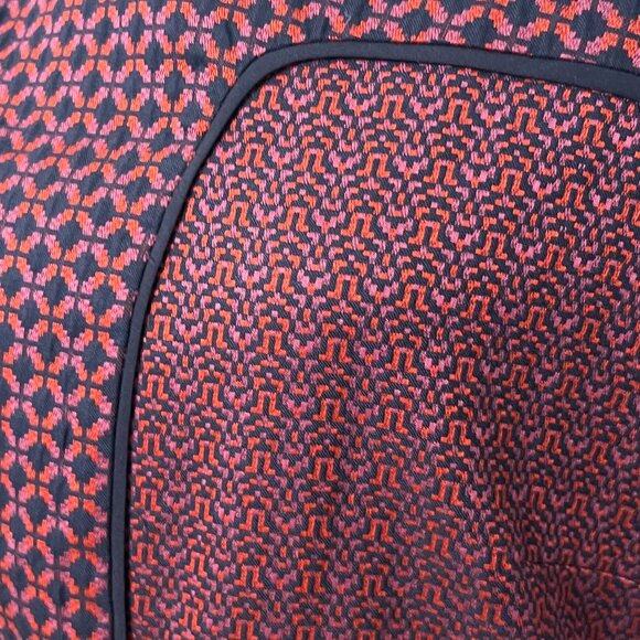 Etcetera Geometric Sleeveless Shift Dress Size 10 Red Navy Cotton Blend Lined - Picture 3 of 10